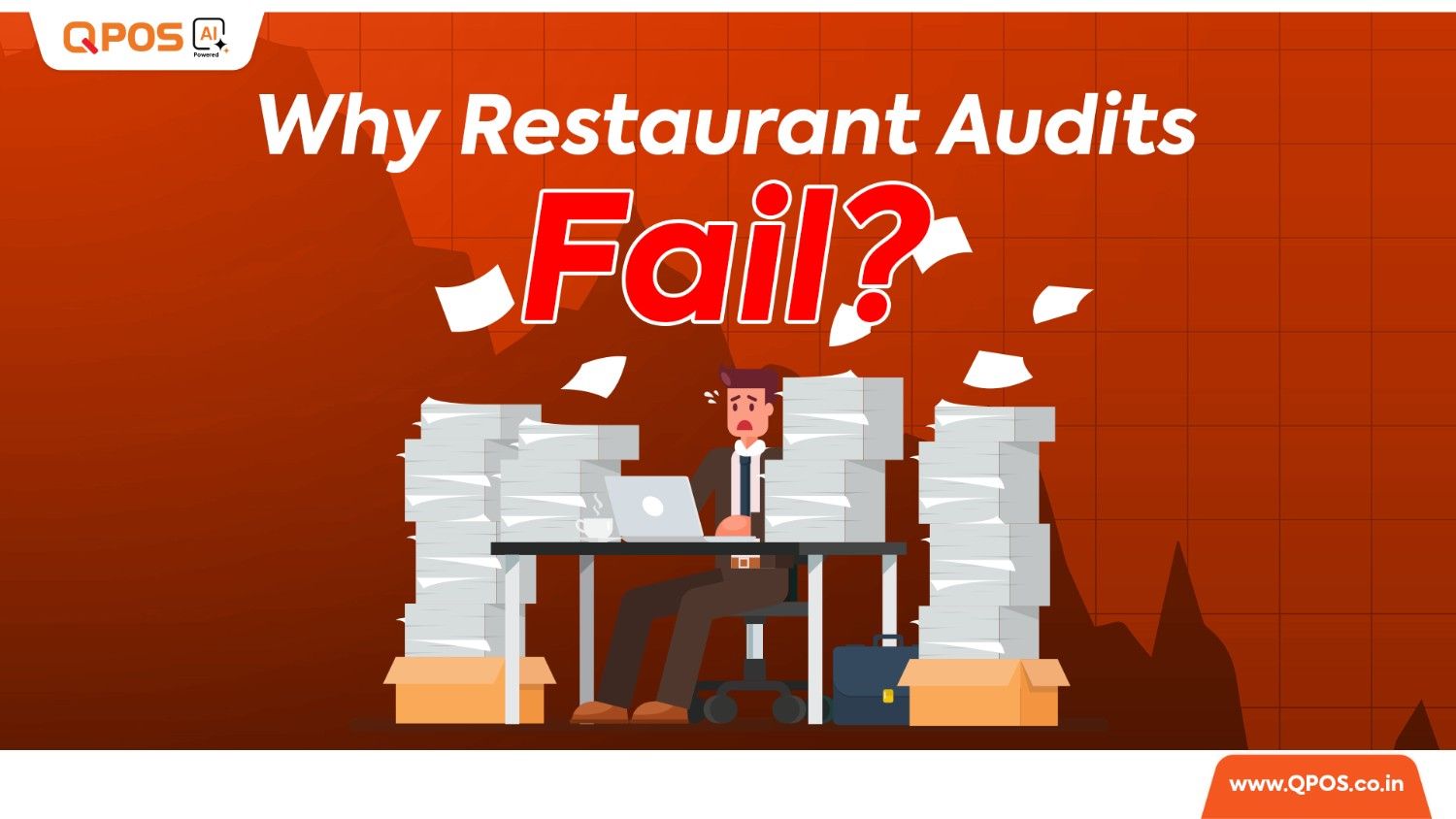 Restaurant manager stressed during audit process showing failed restaurant audits, poor inventory management, and compliance issues – QPOS restaurant management system
